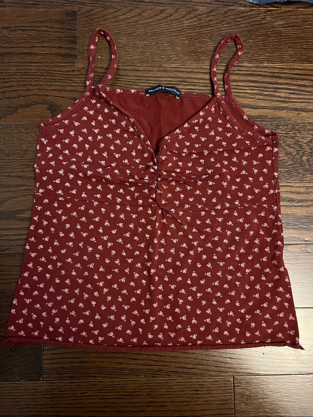 Brandy Melville Burgundy Floral Knot-Front Cami